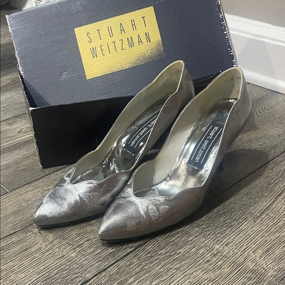 Stuart Weitzman Metallic Silver Heels